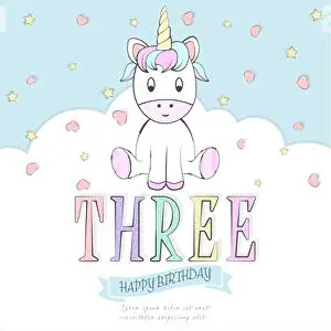 Childcare Prints: Happy birthday. Three years. Illustration for postcards