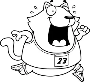 Sprint Prints: A happy cartoon cat running in a race
