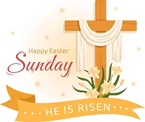 Resurrection Prints: Happy Easter Sunday Day Illustration with Jesus