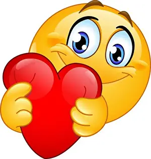 Flirt Prints: Happy emoji emoticon hugging a red heart
