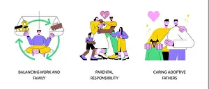 Happy family abstract concept vector illustration set