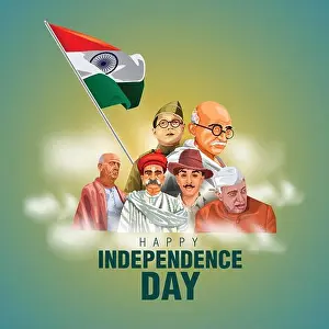 Nationality Prints: happy independence day India 15th august with Indian freedom fighters