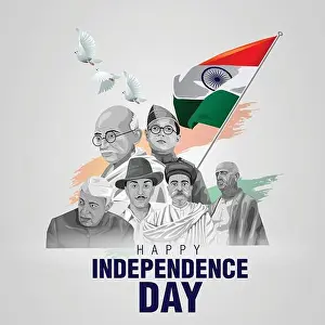 2021 Prints: happy independence day India 15th august with Indian freedom fighters