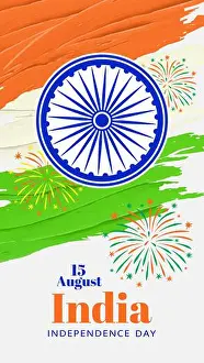 Tricolor Prints: Happy Independence Day of India background. August 15