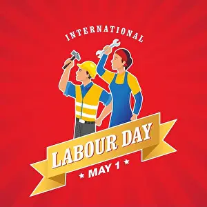 Wrench Prints: Happy international Labour day vector illustration