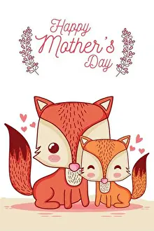 Mommy Prints: Happy mothers day card with cute animals cartoons
