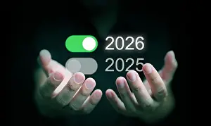 Switch Prints: Happy new year 2026. A man, with both hands