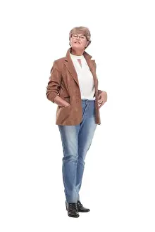Satisfied Prints: Happy smiling retired lady wearing her new pair of glasses
