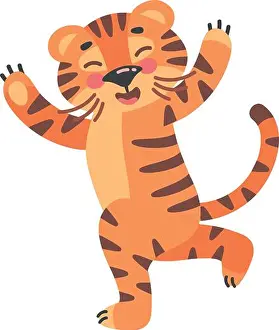 Zebra Prints: Happy wildcat. Tigers kid fron safari, vector illustration isolated on white background