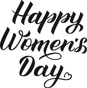 Mothers Day Prints: Happy Womens Day calligraphy lettering isolated on white