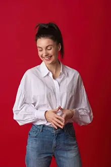 Beautiful Woman Prints: Happy young woman smiling