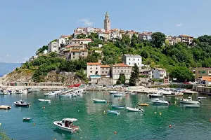 Vrbnik Prints: Harbour and historic town centre of Vrbnik, Vrbnik, Krk, Kvarner Gulf, Croatia
