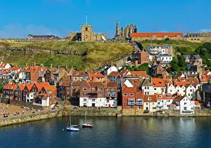 Abbey Prints: The harbour, Whitby, North Yorkshire, England UK