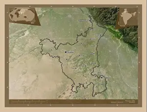 New Delhi Prints: Haryana, state of India. Low resolution satellite map