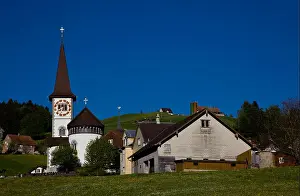 Schweiz Prints: Haslen Appenzell village with picturesque church