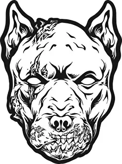 Ghost Prints: Haunting howls scary dog head zombie monsters silhouette vector illustrations for your work logo