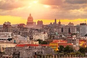 Images Dated 25th December 2017: Havana, Cuba downtown skyline and Capitollo at dusk