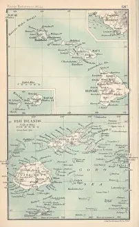 Honolulu Prints: Hawaii & the Fiji Islands. Kauai. Honolulu. BARTHOLOMEW 1898 old antique map