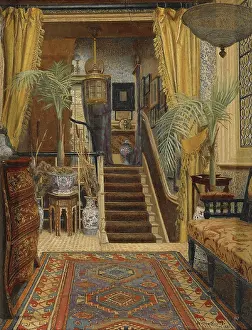 Hayllar Jessica - the Hallway with Potted Plants - British School - 19th Century