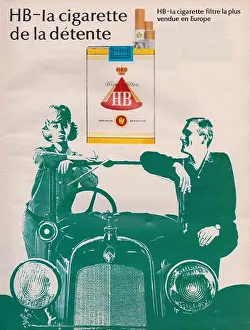 Magazine Advert Prints: HB cigarettes vintage magazine advetisement HB cigat=rettes commercial HB la cigarette de la detente