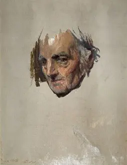 1871 Prints: Head Of An Old Man, 1871 By Frank Holl, Oil Painting, Portrait, Male, Study