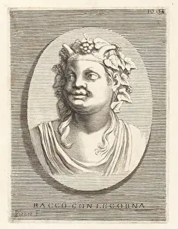 Historia Universal Prints: Head of Roman god of wine and grapes
