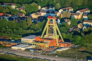 Aerial Shot Prints: Headframe house Aden in the evening sun