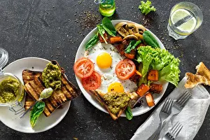 Balanced Prints: Healthy breakfast table concept