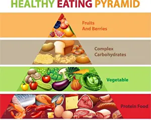 Learning Prints: Healthy eating pyramid chart illustration