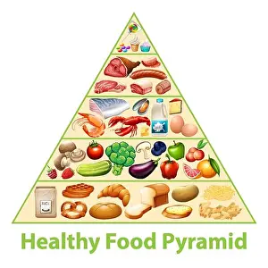 Learning Prints: Healthy food pyramid chart illustration