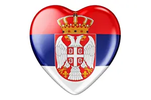 Heart with Serbian flag, 3D rendering isolated on white background