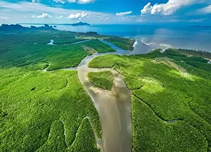 Heart shape island in Khao Chom Pa Sea Mangrove view point, in Trang, Thailand