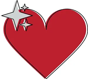 Gamer Prints: Heart with star pixelated videogame