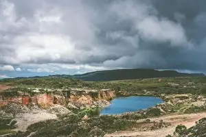 Minas Gerais Prints: Heavy rain over a former large quarry in Minas Gerais state in Brazil