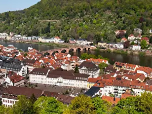 Old Palace Prints: Heidelberg, Germany: City view from the Königstuhl 80 meters above the valley floor on the north side