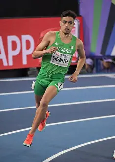 Split Prints: Heithem Chenitef of Algeria competing in the men's 800m heat 2 at the World Athletics Indoor Championships
