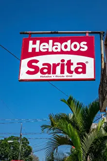 Ice Cream Prints: Helados Sarita Advertising Store Sign A Brand Of Ice Cream In Central America This Store Was In Santo Tomas De Castill