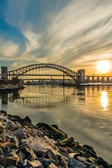 Arch Bridge Prints: Hell Gate And Rfk Triboro Bridges At Sunset