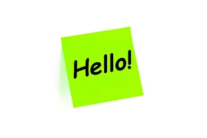 Memo Prints: Hello Greeting Concept On A Note Isolated On White