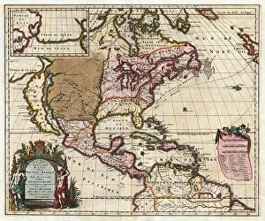 Vintage Map Prints: Hennepin's Map of North America, 1698