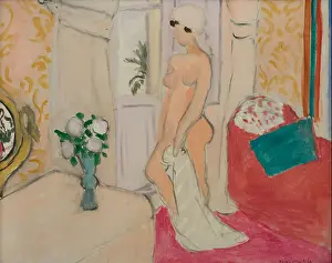 Vase Prints: Henri Matisse Le Nu rose ou La Jeune Fille et le vase de fleur 1921 XX th Century Paris Orangerie Museum