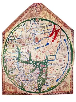 Hereford Mappa Mundi of 1280 Drawn by Richard de Haldingham and Lafford The Original Map Hangs in the Chapter House Library