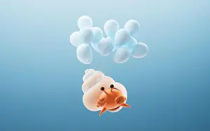 Hermit Prints: Hermit crab and balloons with cartoon style, 3d rendering. 3D illustration