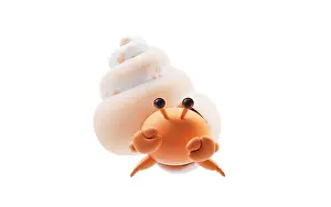 Hermit Prints: Hermit crab with cartoon style, 3d rendering. 3D illustration