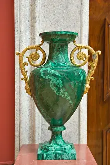 Petersburg Prints: The Hermitage Italian Skylight Hall Malachite vase St Petersburg Russia