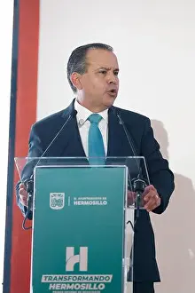 Major Prints: HERMOSILLO, MEXICO - SEPTEMBER 19: Antonio Astiazaran speaks during his report as mayor of Hermosillo
