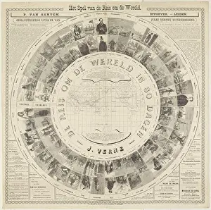 Concentric Prints: Het spel van de reis om de wereld (titel op object)