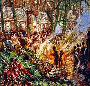 Museums Prints: Het verbranden van de chameets - Burning the chametz by Martin Monnickendam 1874-1943 Jewish historical museum