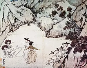 People In The Background Prints: HEWON, SHIN YUN BOK, KANSONG MUSEUM