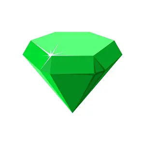 Emerald Prints: Hexagon green gemstone. Emerald side view. Cartoon vector illustration